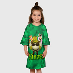 Платье клеш для девочки Шрек, Осел, Пиннокио и свин, цвет: 3D-принт — фото 2