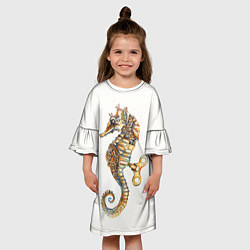 Платье клеш для девочки Морской конёк, цвет: 3D-принт — фото 2