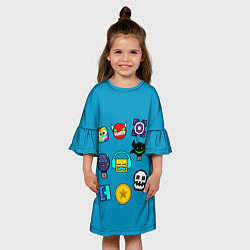 Платье клеш для девочки Geometry Dash: Icons, цвет: 3D-принт — фото 2