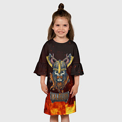 Платье клеш для девочки Valheim Череп викинга, цвет: 3D-принт — фото 2
