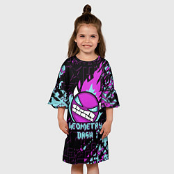 Платье клеш для девочки Geometry Dash, цвет: 3D-принт — фото 2