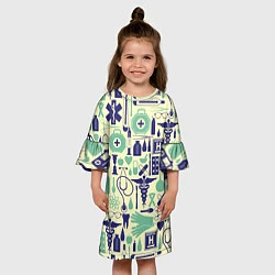 Платье клеш для девочки Медицина Паттерн Z, цвет: 3D-принт — фото 2
