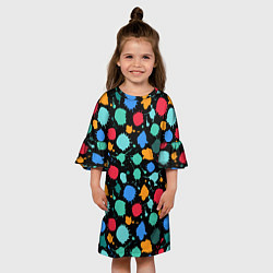 Платье клеш для девочки Брызги красок, цвет: 3D-принт — фото 2