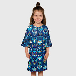 Платье клеш для девочки Совы, цвет: 3D-принт — фото 2