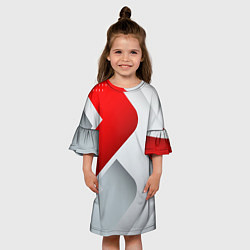 Платье клеш для девочки 3D SPORT STYLE RED WHITE, цвет: 3D-принт — фото 2