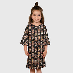 Платье клеш для девочки МАСКИ ТИКИ ГАВАЙИ ПАТТЕРН, цвет: 3D-принт — фото 2