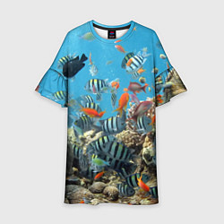 Платье клеш для девочки Коралловые рыбки, цвет: 3D-принт