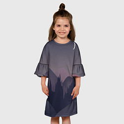 Платье клеш для девочки Night forest, цвет: 3D-принт — фото 2
