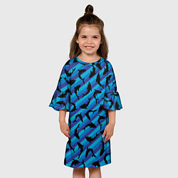 Платье клеш для девочки Черные акулы паттерн, цвет: 3D-принт — фото 2