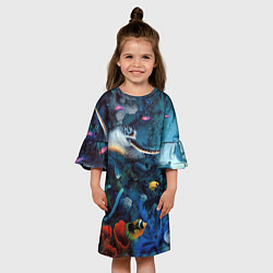 Платье клеш для девочки Морская черепаха, цвет: 3D-принт — фото 2