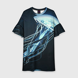 Платье клеш для девочки Рисунок медуза, цвет: 3D-принт