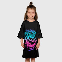 Платье клеш для девочки Неоновая Роза Neon Rose, цвет: 3D-принт — фото 2