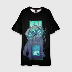 Платье клеш для девочки Cyber Pubg Кибер Мопс, цвет: 3D-принт