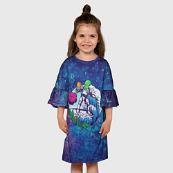 Платье клеш для девочки Пришелец на волне, цвет: 3D-принт — фото 2