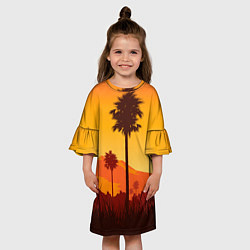 Платье клеш для девочки Лето, Пальмы, вечер, цвет: 3D-принт — фото 2