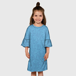 Платье клеш для девочки Рыбки на голубом, цвет: 3D-принт — фото 2
