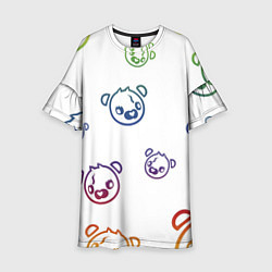 Платье клеш для девочки White Colorful Bear, цвет: 3D-принт