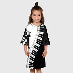 Платье клеш для девочки Черно Белое пианино, цвет: 3D-принт — фото 2