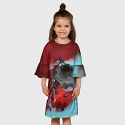 Платье клеш для девочки ХЯККИМАРУ ДОРОРО DORORO, цвет: 3D-принт — фото 2