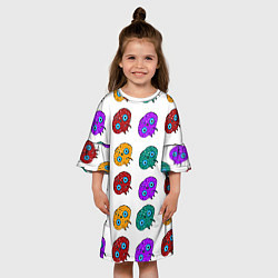 Платье клеш для девочки Нашествие инопланетян-ктулху, цвет: 3D-принт — фото 2
