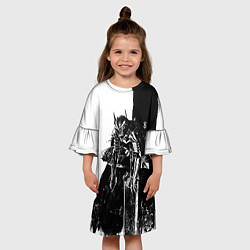 Платье клеш для девочки Берсерк черно-белый, цвет: 3D-принт — фото 2