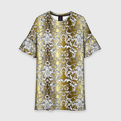 Платье клеш для девочки Versace gold & white, цвет: 3D-принт