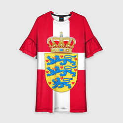 Платье клеш для девочки Дания Герб и флаг Дании, цвет: 3D-принт