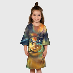 Платье клеш для девочки ZENITSU ЗЕНИТСУ DEMON SLAYER Z, цвет: 3D-принт — фото 2