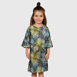 Платье клеш для девочки Черно оливковый цветочный, цвет: 3D-принт — фото 2