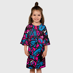 Платье клеш для девочки Мультяшные кислотные картинки, цвет: 3D-принт — фото 2