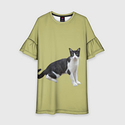 Платье клеш для девочки Смотрящая кошка, цвет: 3D-принт