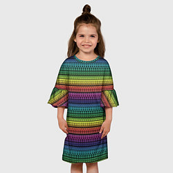 Платье клеш для девочки Этнический радужный орнамент, цвет: 3D-принт — фото 2