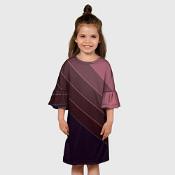 Платье клеш для девочки Коричнево-фиолетовый узор, цвет: 3D-принт — фото 2