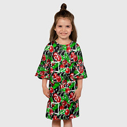 Платье клеш для девочки Абстрактный узор спелая вишня, цвет: 3D-принт — фото 2