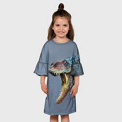 Платье клеш для девочки Хищный динозавр Dino Z, цвет: 3D-принт — фото 2