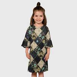 Платье клеш для девочки Лоскутное шитье, цвет: 3D-принт — фото 2