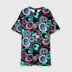 Платье клеш для девочки Абстрактный узор ретро, цвет: 3D-принт