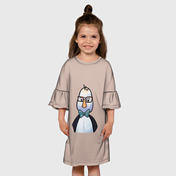 Платье клеш для девочки Умная птица, цвет: 3D-принт — фото 2