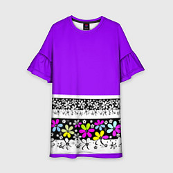 Детское платье Яркий фиолетовый цветочный