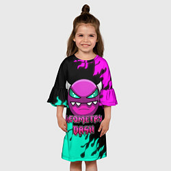 Платье клеш для девочки Geometry Dash, цвет: 3D-принт — фото 2