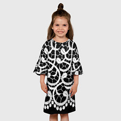 Платье клеш для девочки Черно-белое кружево, цвет: 3D-принт — фото 2