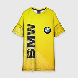 Платье клеш для девочки BMW СЛЕДЫ ШИН БМВ, цвет: 3D-принт