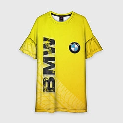 Платье клеш для девочки BMW СЛЕДЫ ШИН БМВ, цвет: 3D-принт