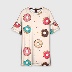 Платье клеш для девочки Кусанные пончики, цвет: 3D-принт