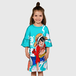 Платье клеш для девочки Ван-Пис, Гому Гому но Ми, цвет: 3D-принт — фото 2