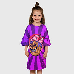 Платье клеш для девочки Зомби кекс, цвет: 3D-принт — фото 2