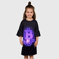 Платье клеш для девочки BITCOIN IN HAND БИТКОИН, цвет: 3D-принт — фото 2