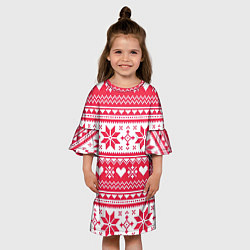 Платье клеш для девочки Новогодний уют, цвет: 3D-принт — фото 2