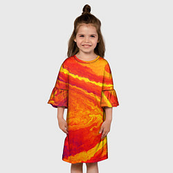 Платье клеш для девочки ПЯТНО ЮПИТЕРА ОРАНЖЕВЫЙ ГРАНЖ, цвет: 3D-принт — фото 2