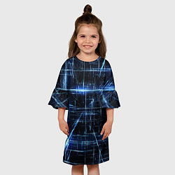 Платье клеш для девочки Линии неона, цвет: 3D-принт — фото 2
